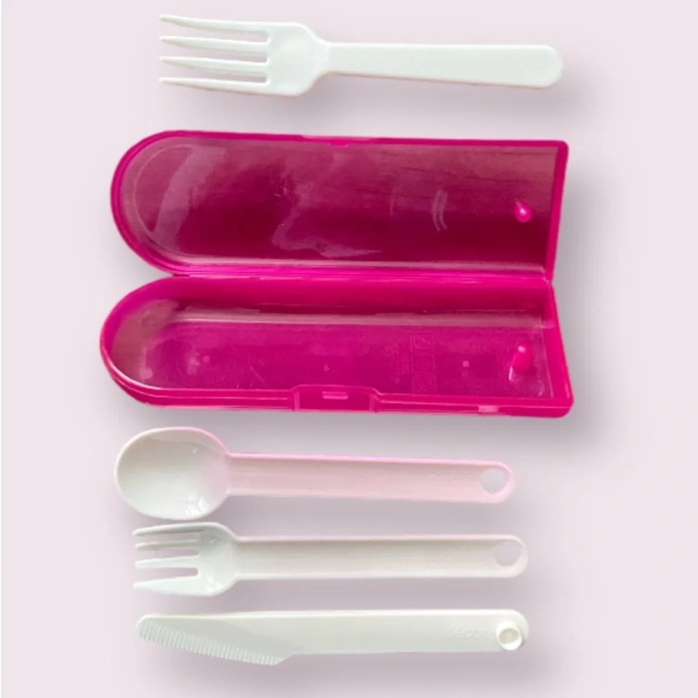 Decor Reusable Portable Lunch Box Cutlery Set in Pink
